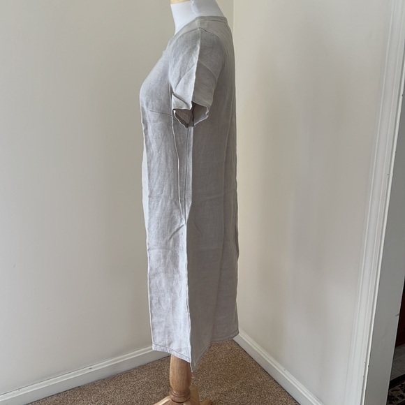 L.L.Bean tan SZ 4, short sleeve linen dress with hem detail. - Picture 3 of 7